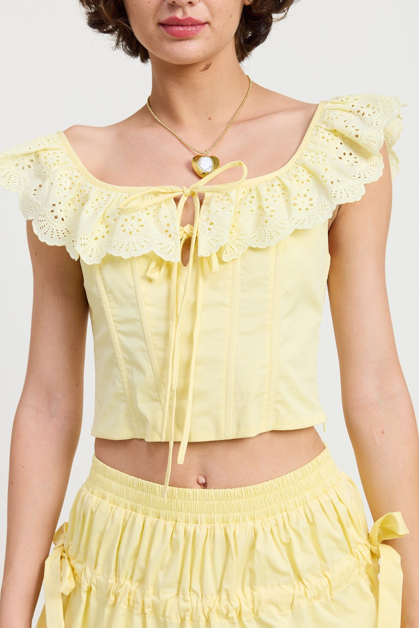 SQAURE NECK RUFFLE CORSET TOP