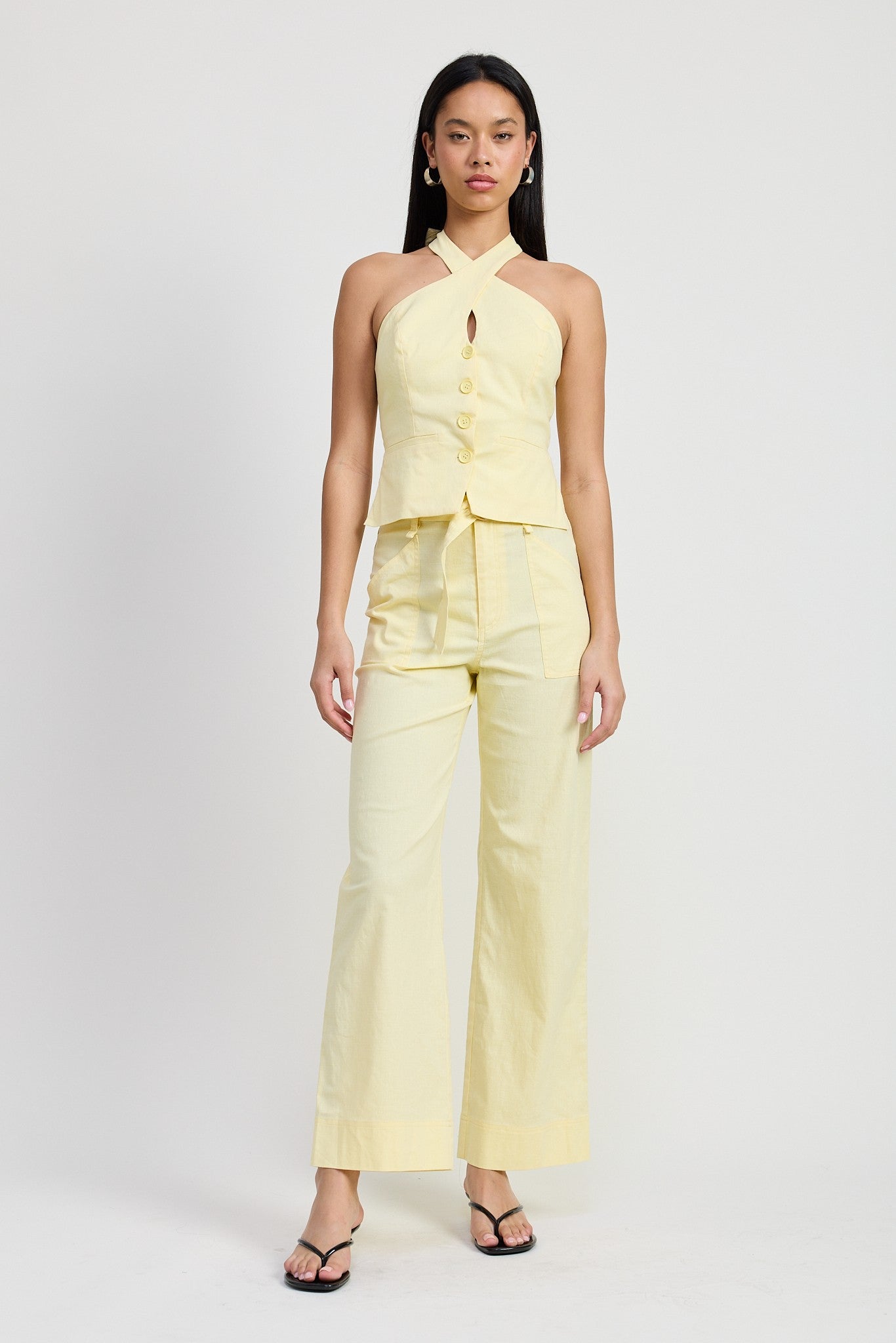 BELTED LINEN TROUSER PANT