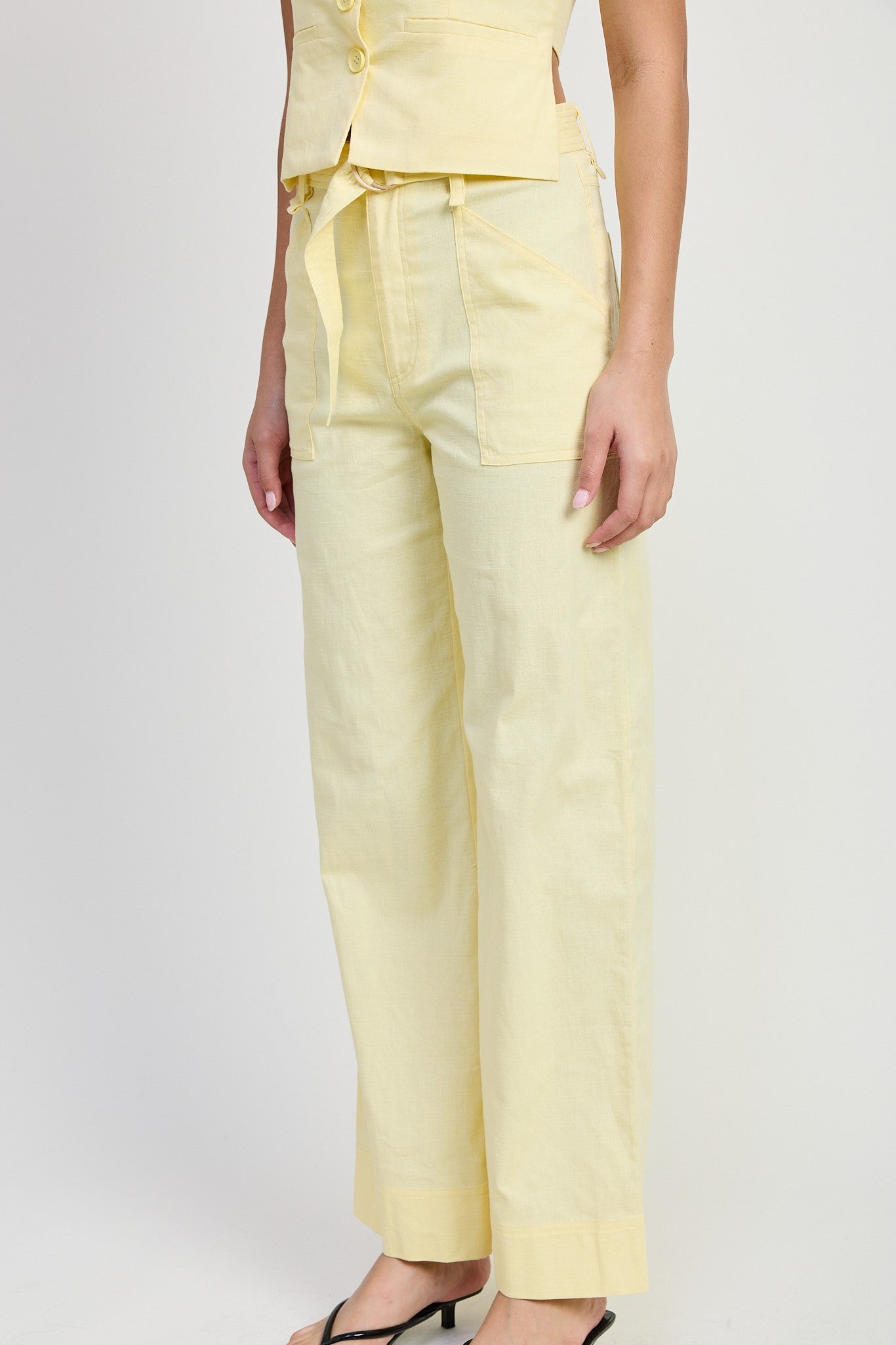 BELTED LINEN TROUSER PANT