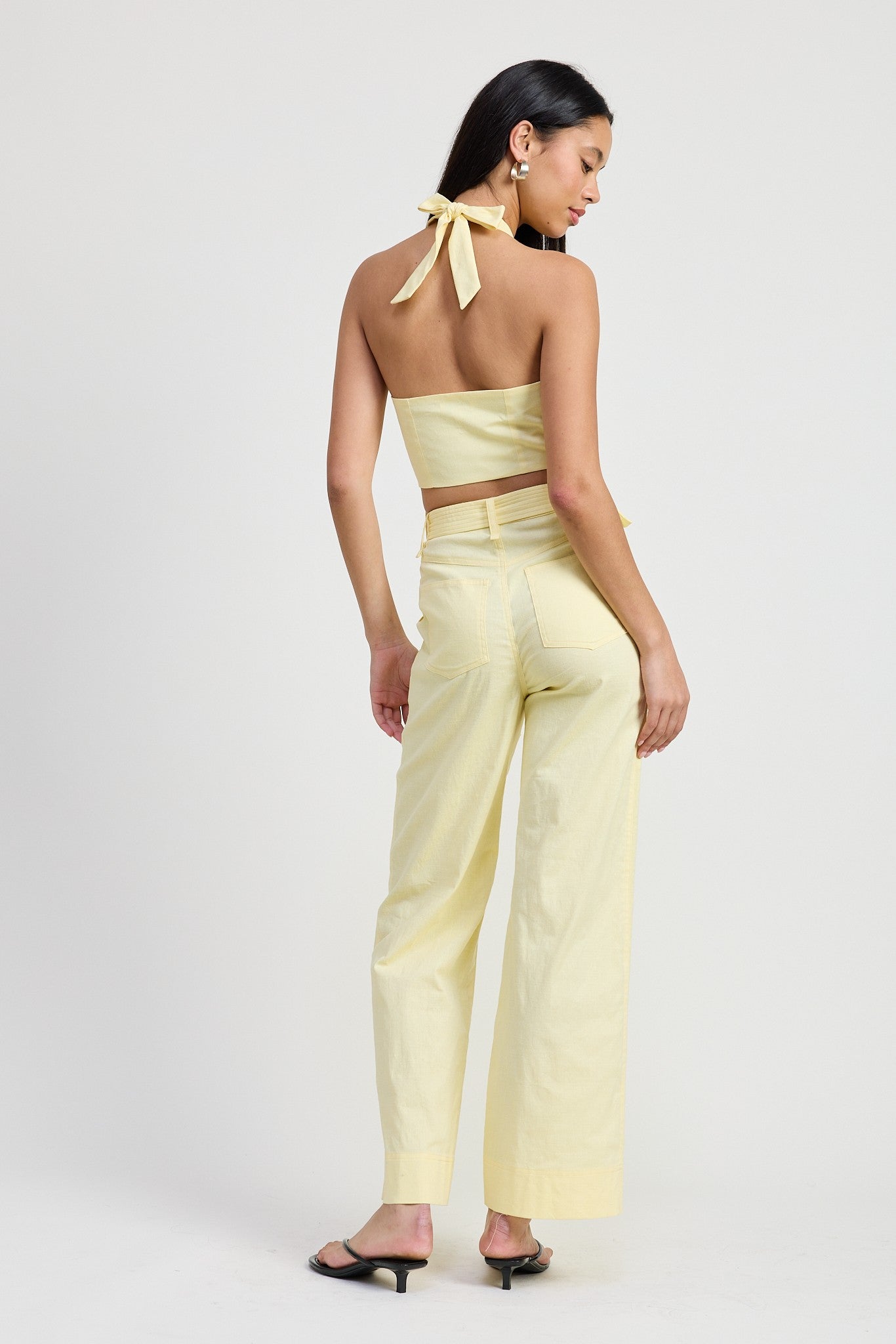 BELTED LINEN TROUSER PANT