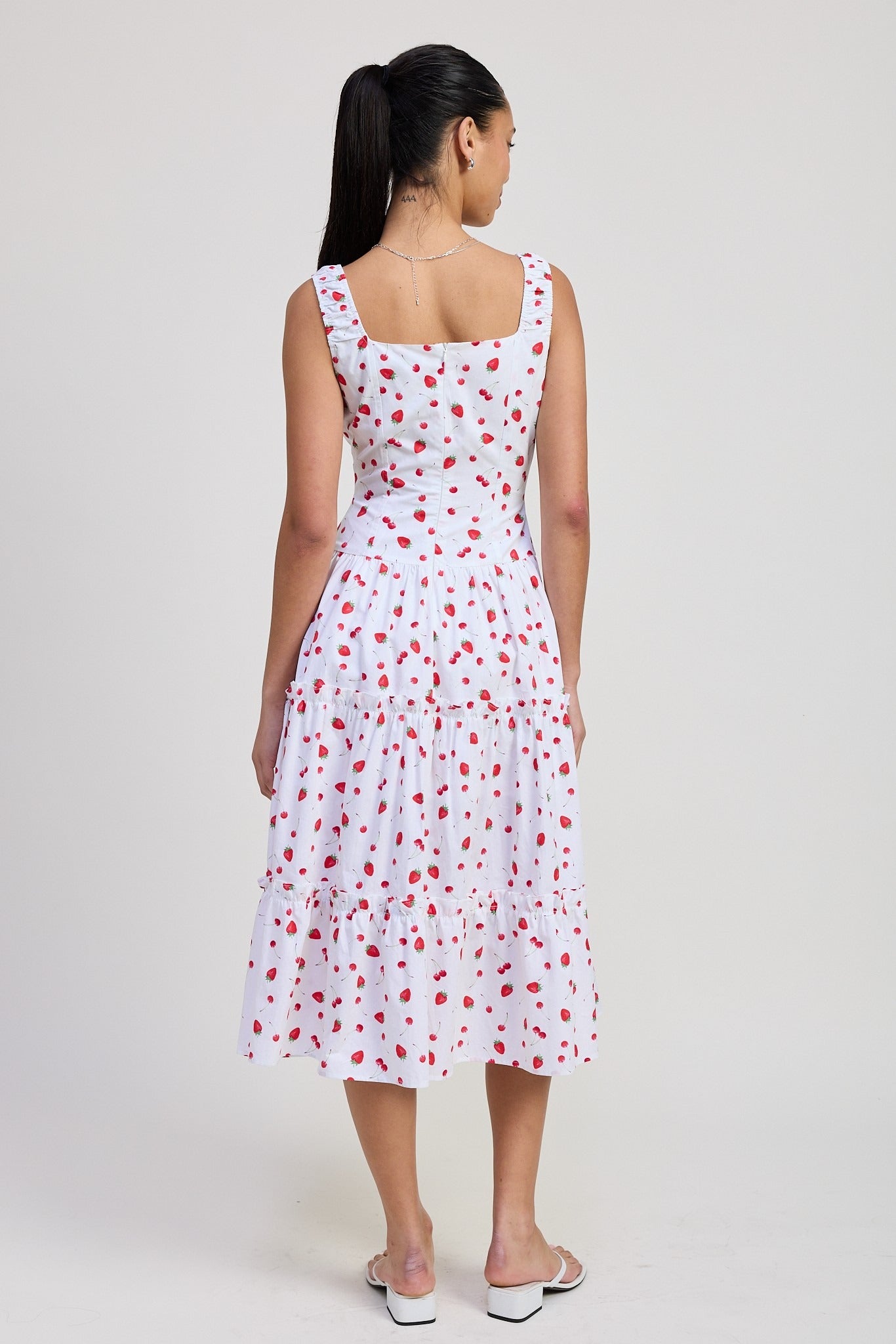 POPLIN MIDI A LINE DRESS