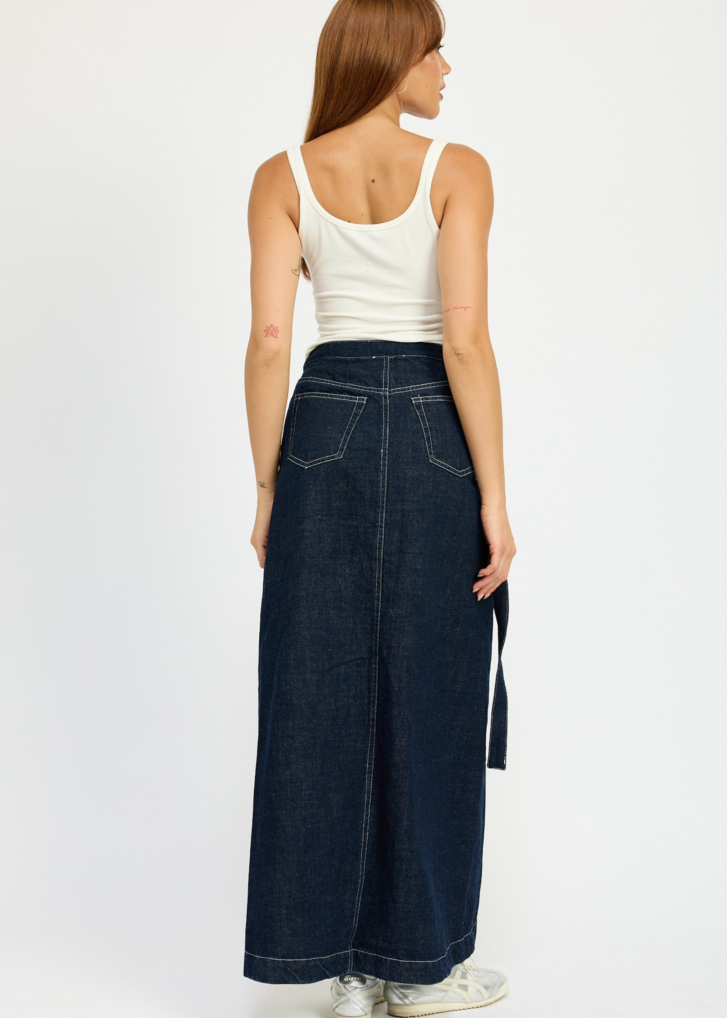 WRAPPED MAXI DENIM SKIRT