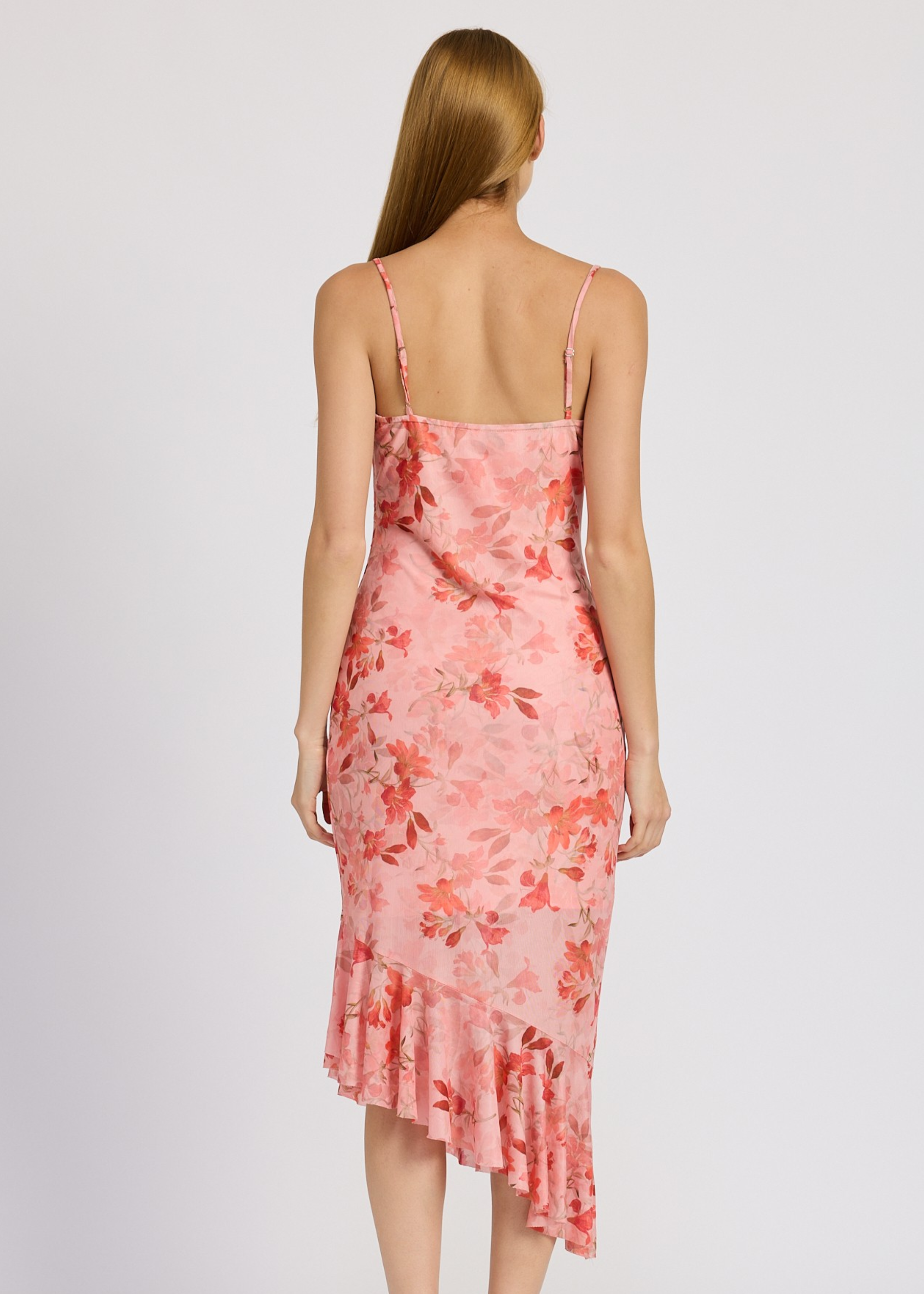 Floral Asymmetrical Dress With Ruffle Detail