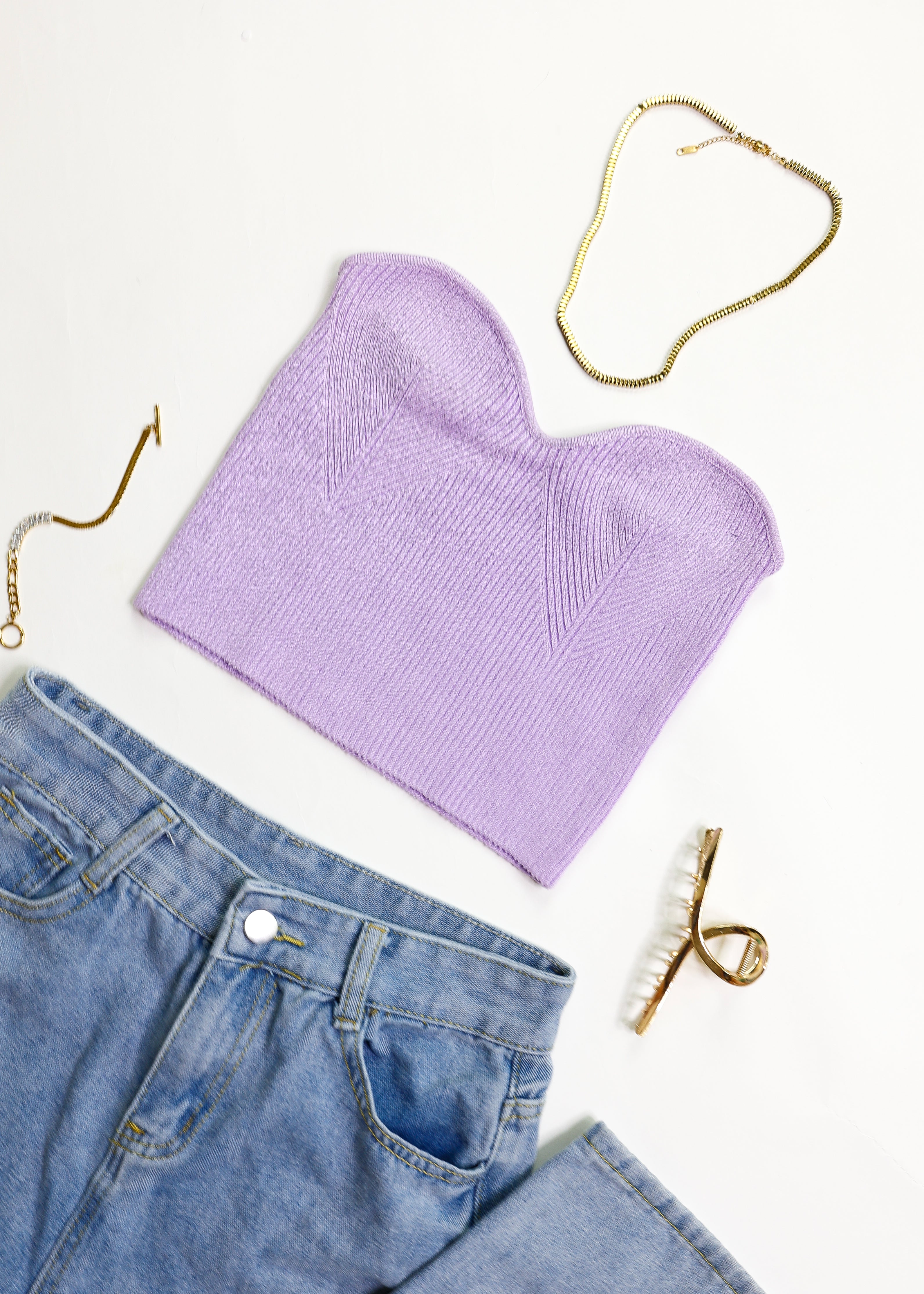 Ribbed Strapless Crop Top