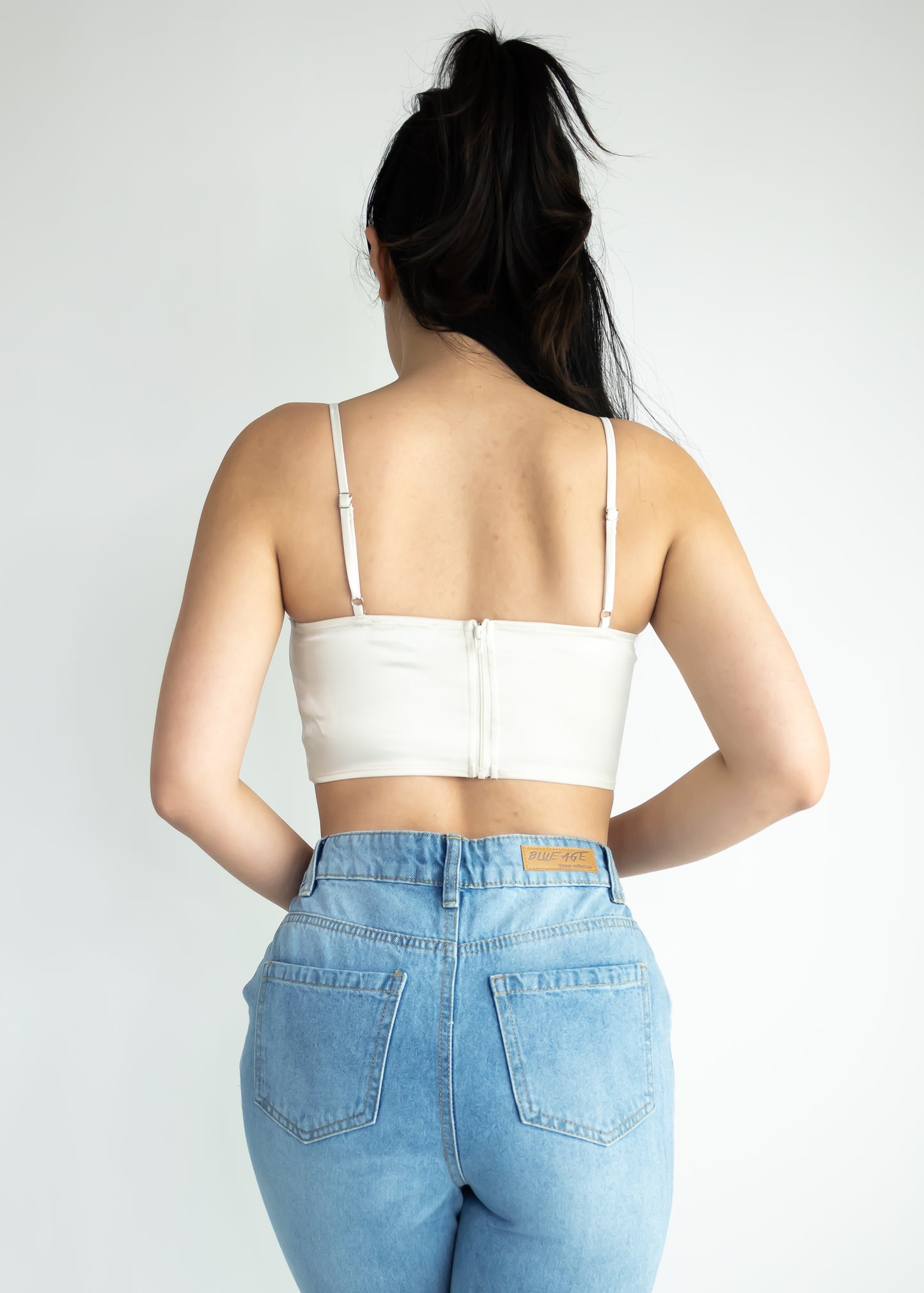 Plain Spaghetti Strap Bow Knot Front Crop Cami Top