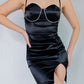 Cup padded ruched sides rhinestone dress