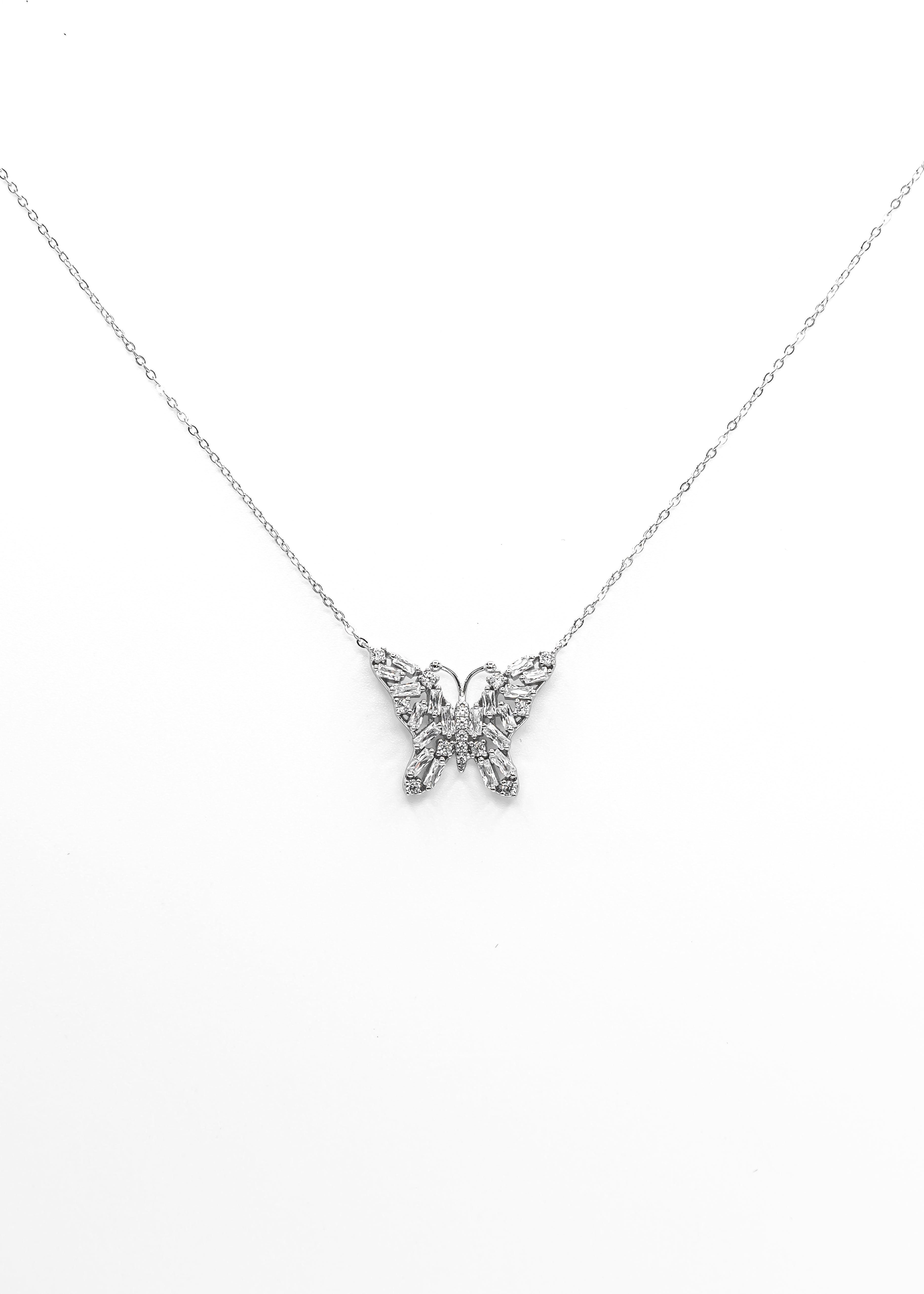 Butterfly in Large Cubic Zirconia Stones Necklace