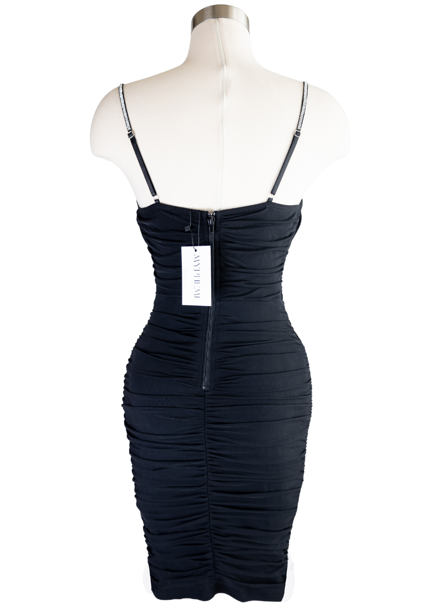 The Casey midi dress is the epitome of sophisticated glamor. It has adjustable shoulder straps, a zipper at the back, and underwire cups. Casey dress has a tight cut for a bodycon fit with draped skirt