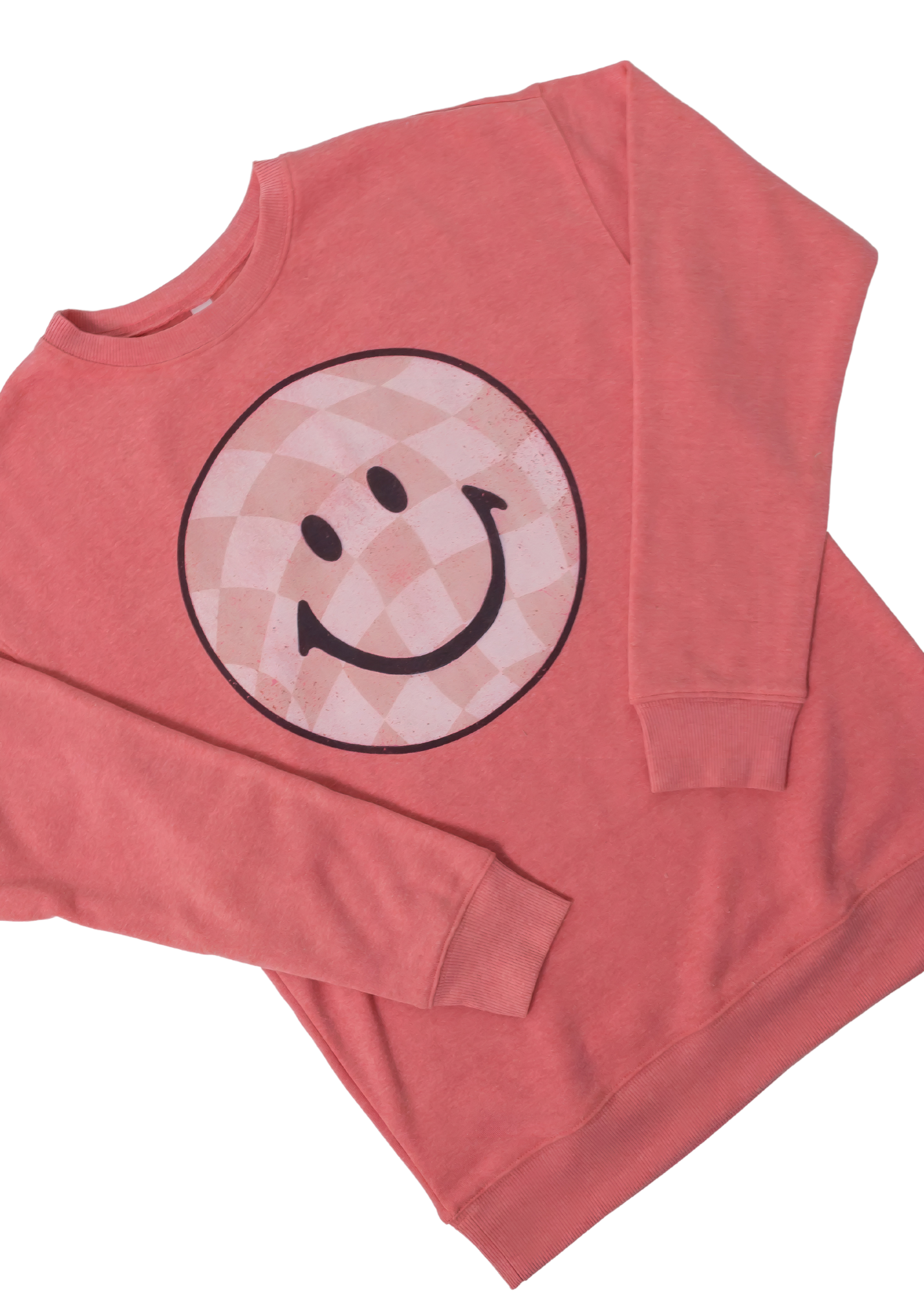 Checkerboard Smiley Face Graphic Sweatshirt