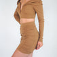 Longsleeves two-piece top and skirt set for cocktail and party