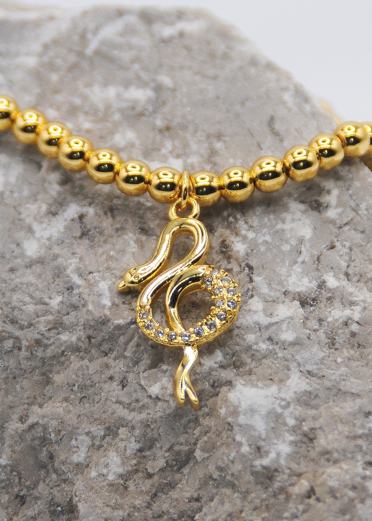 Bejeweled Snake Charm Bracelet
