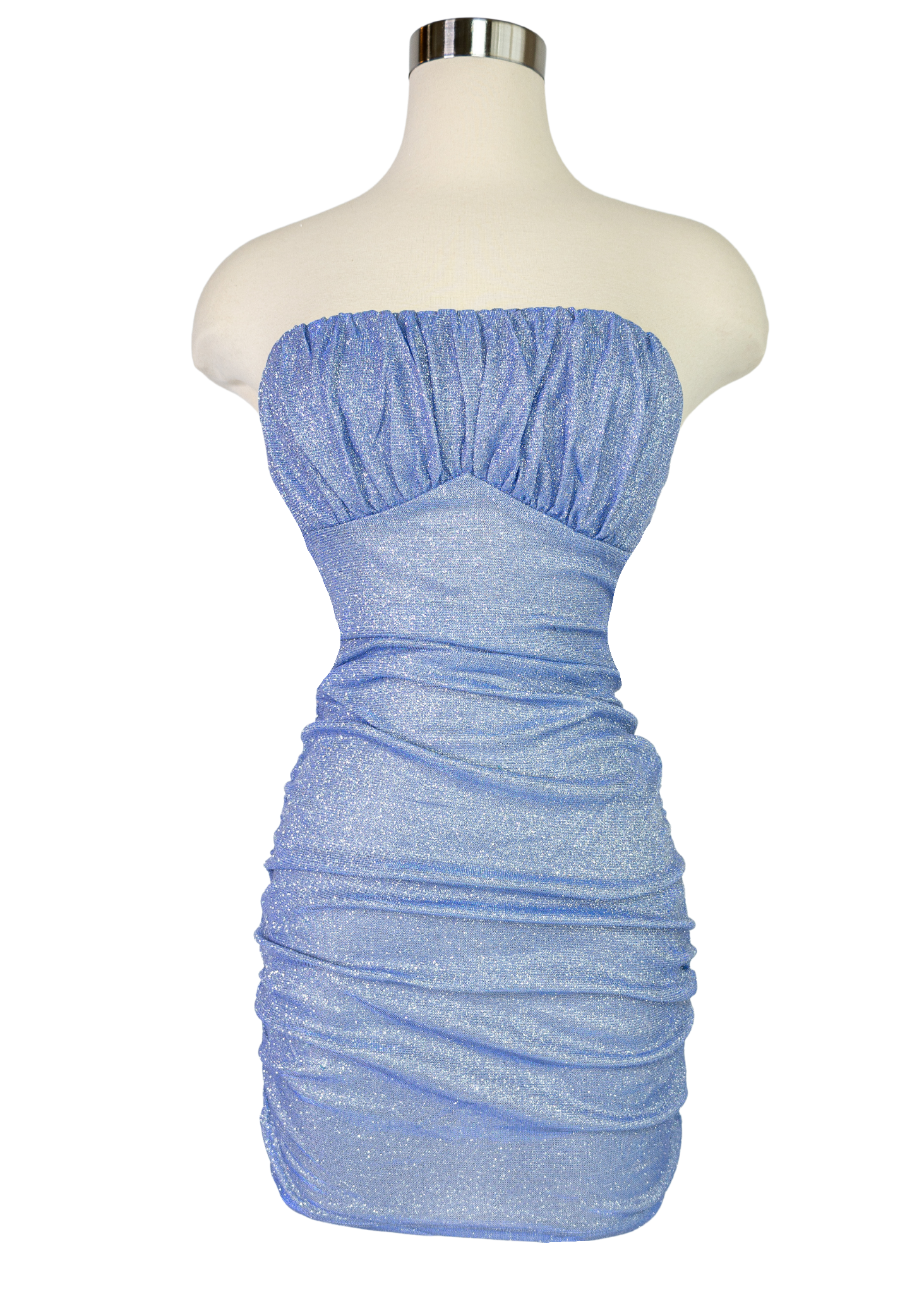 Glitter sleeveless ruched mini dress for cocktail and party