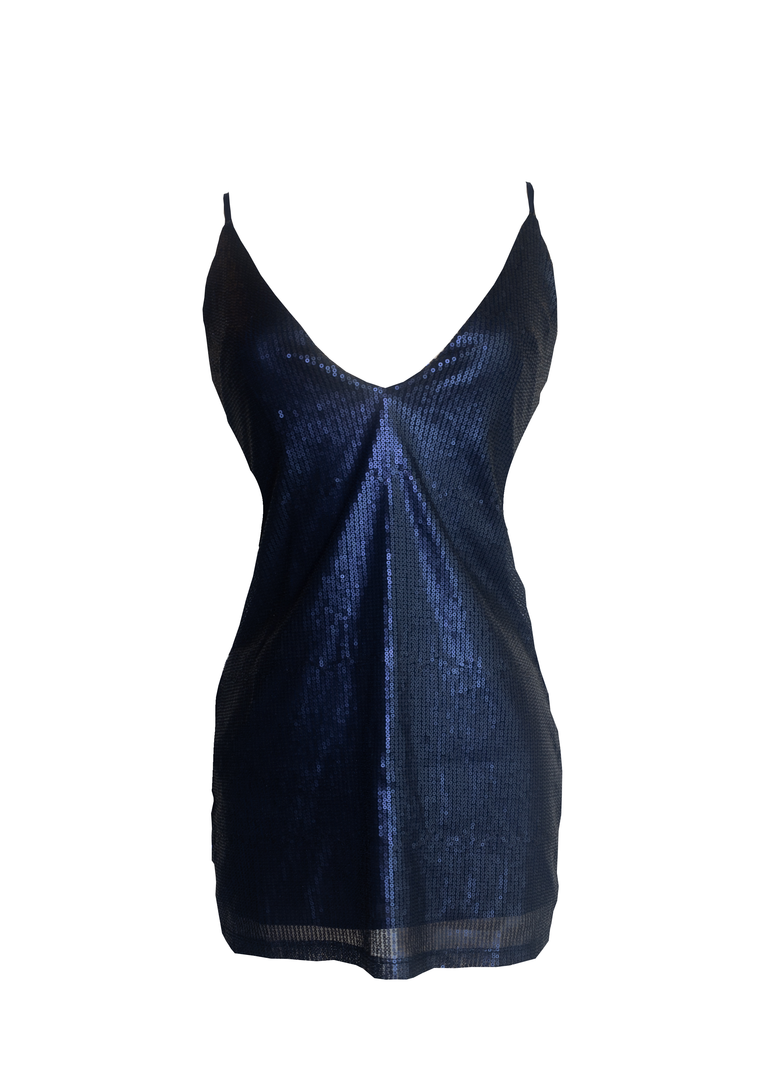 V-line sequence dark blue mini dress