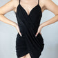 Lux-wrapped bodycon mini dress
