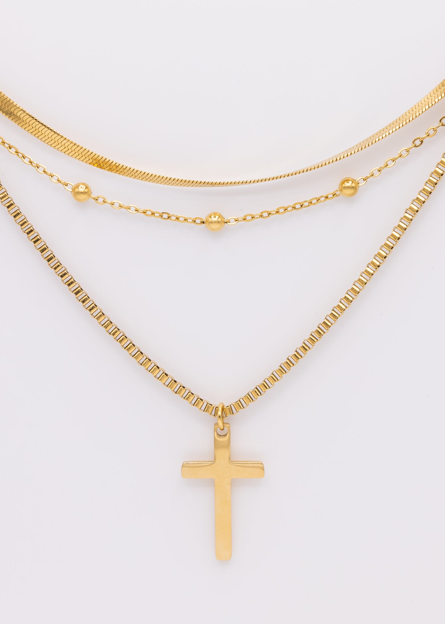 Stainless Steel Gold Chain Cross Necklace