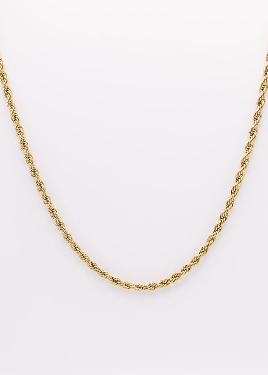 Gold Rope Chain Necklace (14K Gold Plated Stainless Steel)